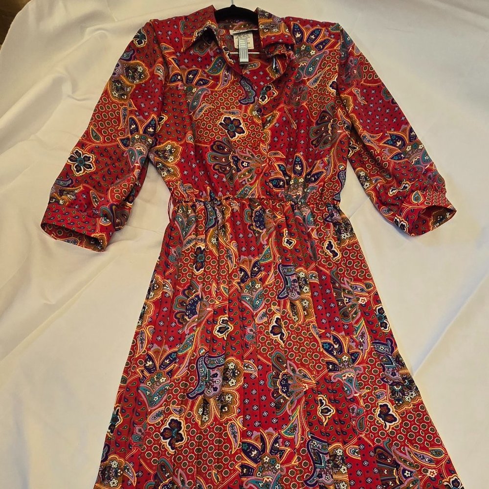 VINTAGE Lady Carol Petites Dress set, matching belt and shoulder pads, size 4